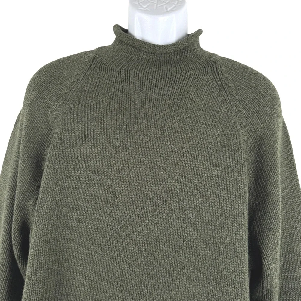 J. Crew 1988 Rollneck‎ Sweater Mens XL Green Cotton Solid NWT FS-1520